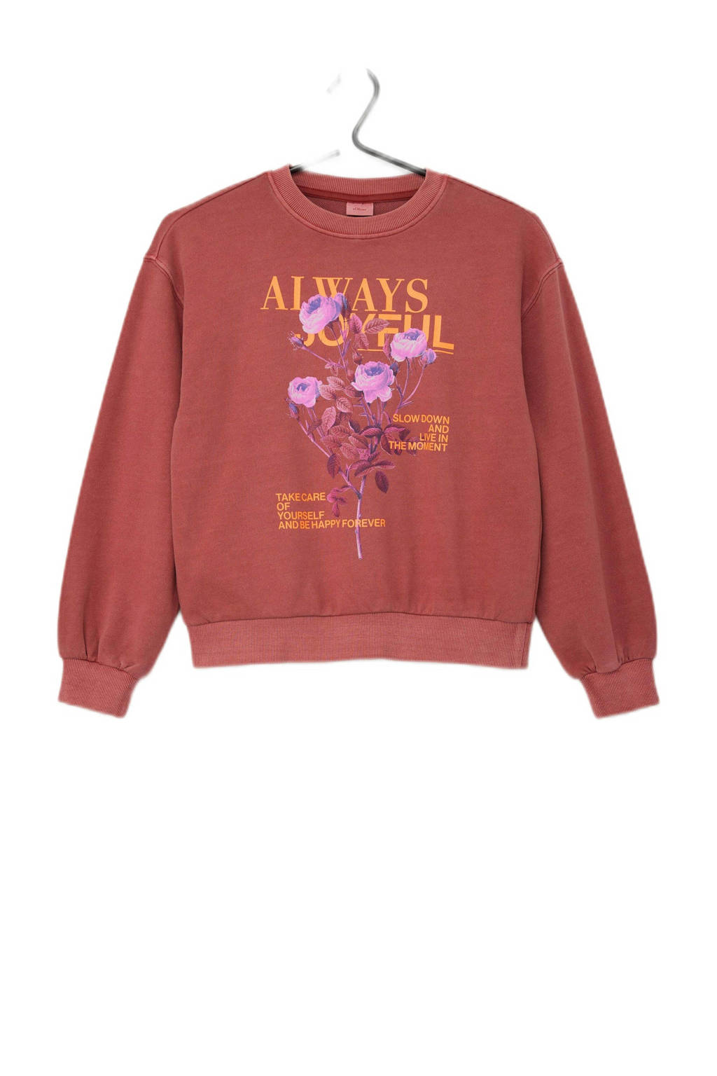 s.Oliver sweater met printopdruk oudroze