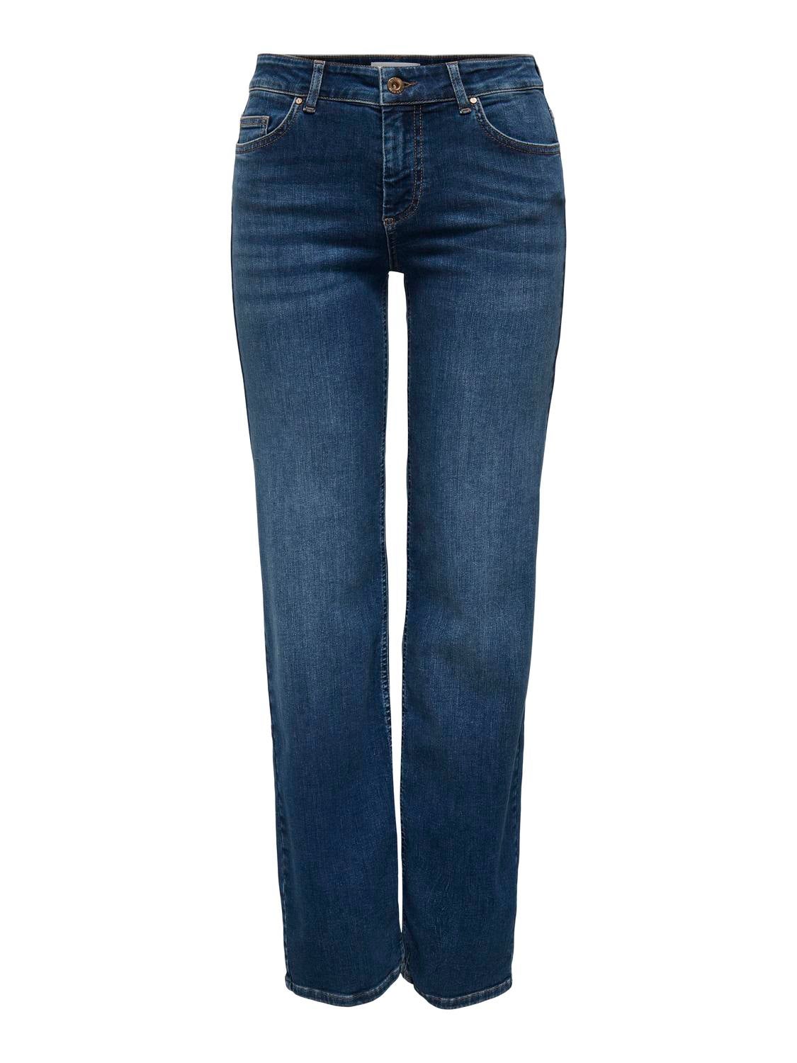 ONLBLUSH Mittlere Taille Gerade geschnitten Jeans Dark Blue Denim