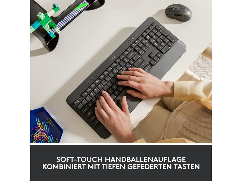 Logitech Tastatur Signature K650 Graphite Kabellose Komfort-Tastatur mit integrierter Soft-Touch-Handballenauflage