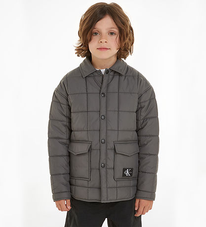 Calvin Klein Termojakke - Quilted Badge - M?rkegr?