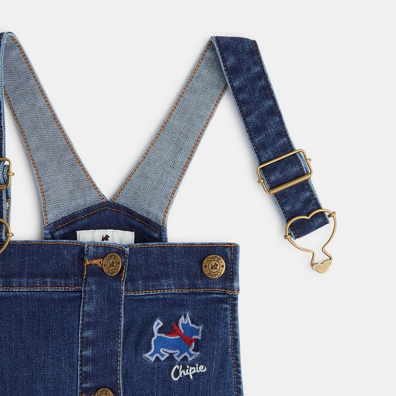 Robe salopette denim Chipie bleue fille