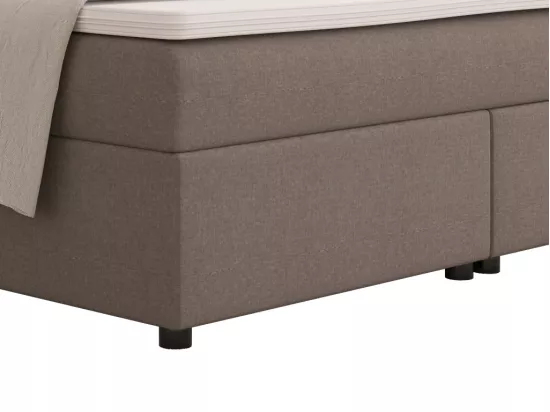 Ensemble complet boxspring tête de lit capitonnée + sommiers + matelas + surmatelas - 160 x 200 cm - Tissu - Gris - SIERO II de YSMÉE