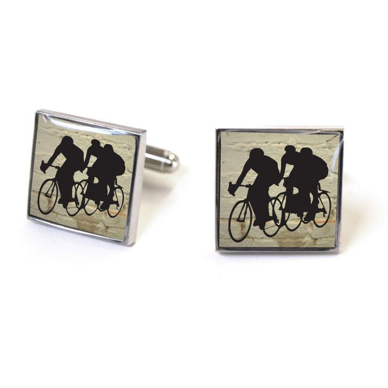 Boutons de manchette, Les coureurs cyclistes. Racers white brick