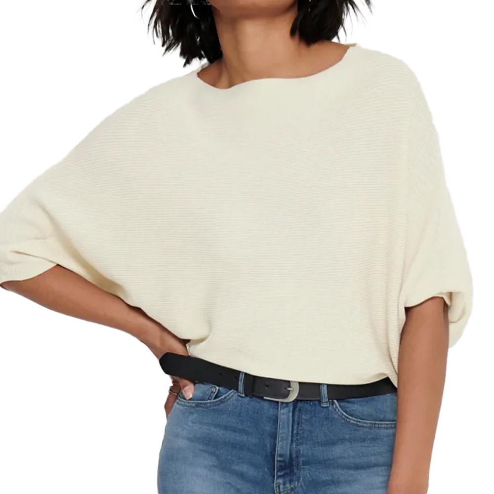 JDY Pull écru Femme JDY Batsleeve