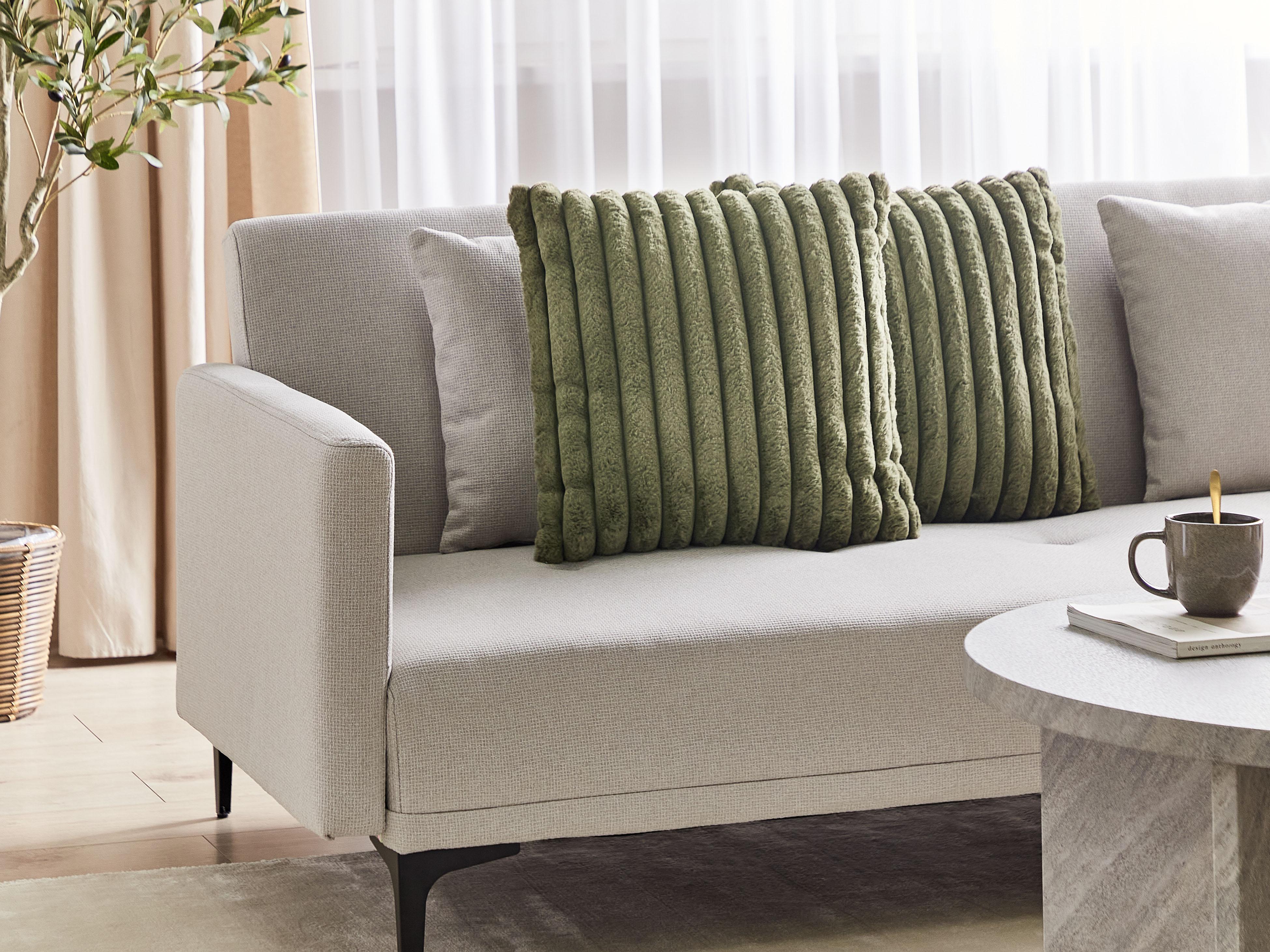 Set van 2 sierkussens RAKYA Nepbont 45 x 45 cm Groen gestreept