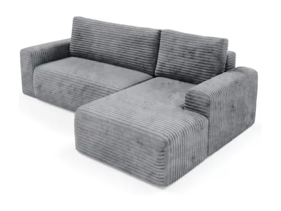Canapé d'angle convertible en velours côtelé SONTII Gris