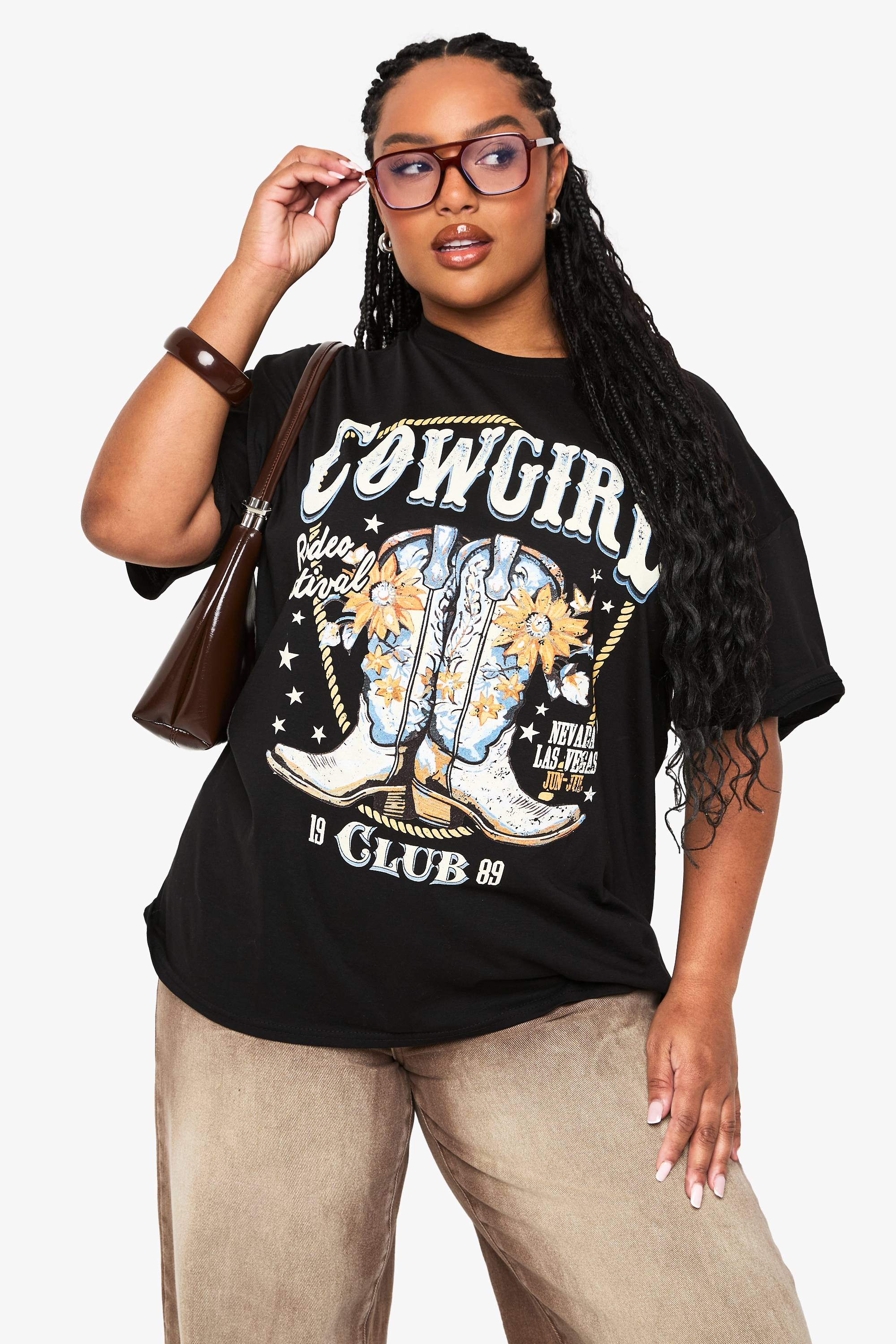 boohoo T-SHIRT SURDIMENSIONNÉ PLUS COWGIRL