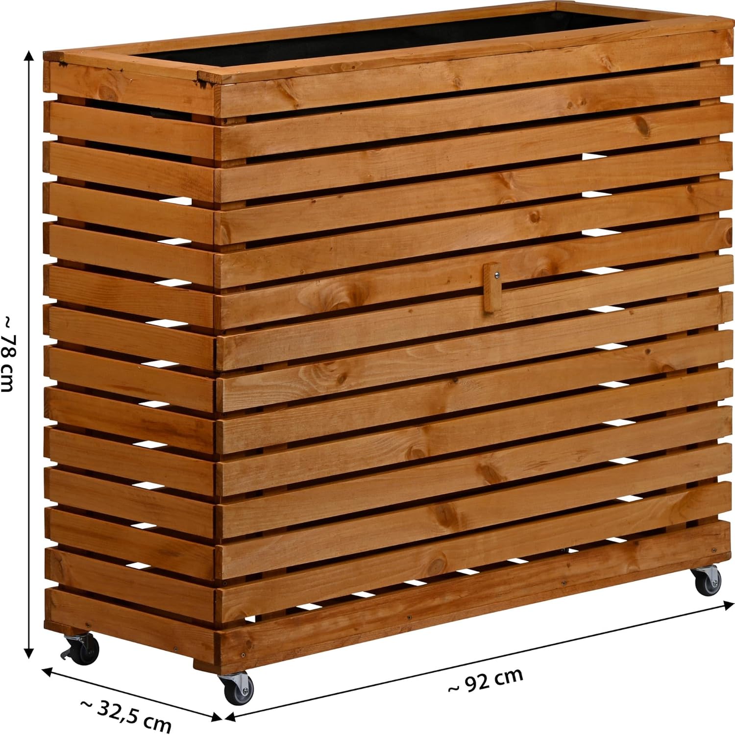 dobar® Großes Hochbeet Rolla aus Massivholz Gr. XL mit Rollen - Erhöhtes Beet mit Staufach - 72 x 32,5 x 78 cm - Braun