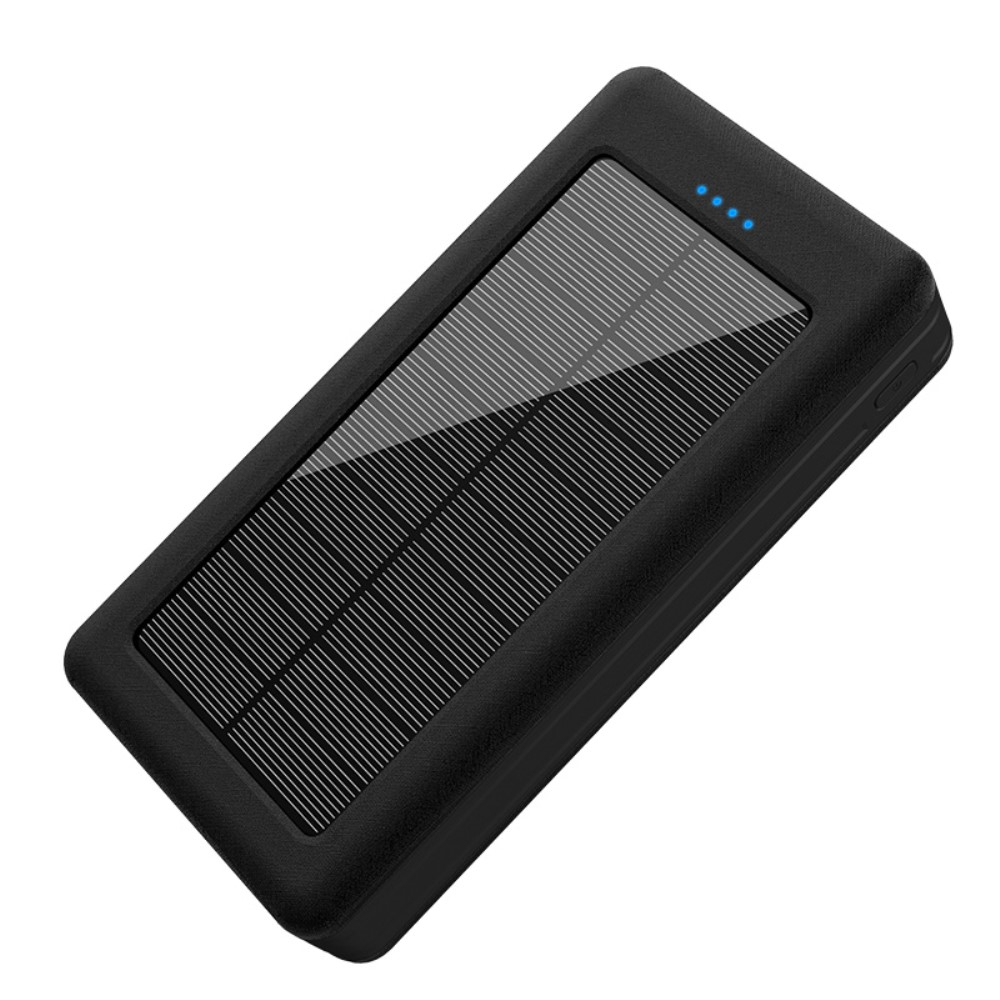 10000mAh Solar Powerbank mit 4x USB A Anschluss   LED Taschenlampe - Schwarz