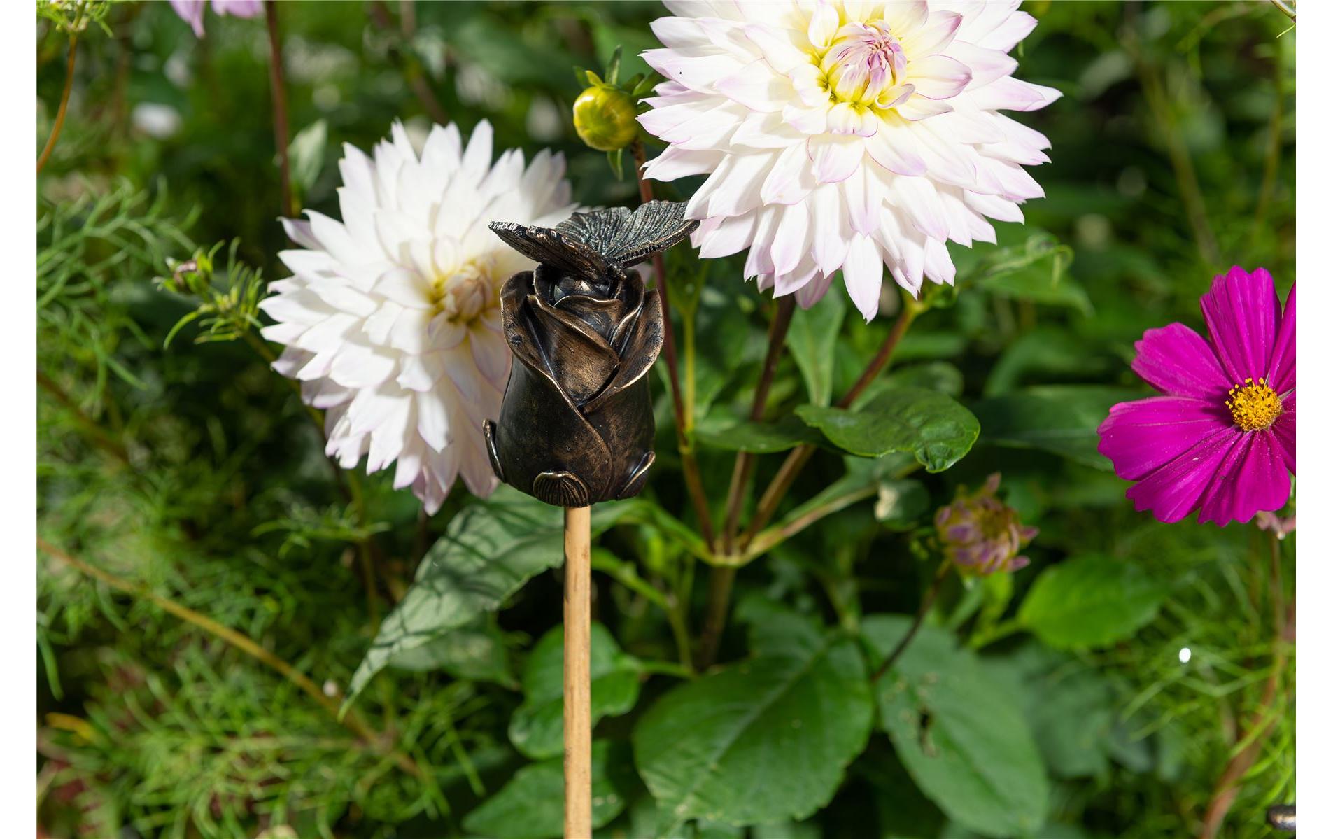 Cane Companions Schmetterling auf RoseDekoration für Pflanzentöpfe