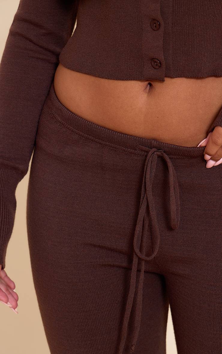 Chocolat Pantalon Taille Nouée En Maille Shape