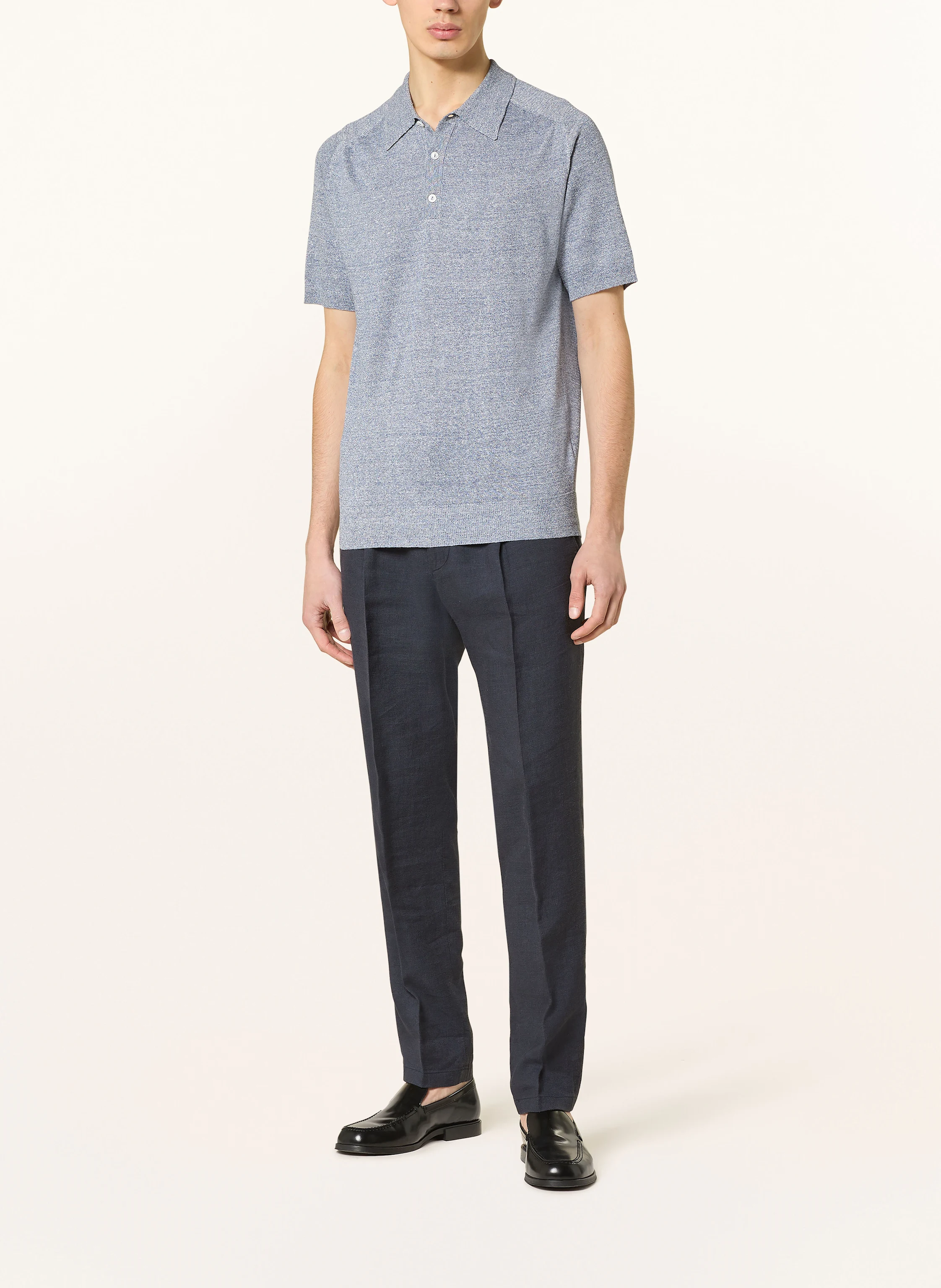 ETON Strick-Poloshirt mit Leinen