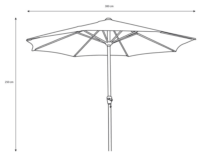 Markedsparasol San Marino Ø300 cm sort m/krank - Sunlife
