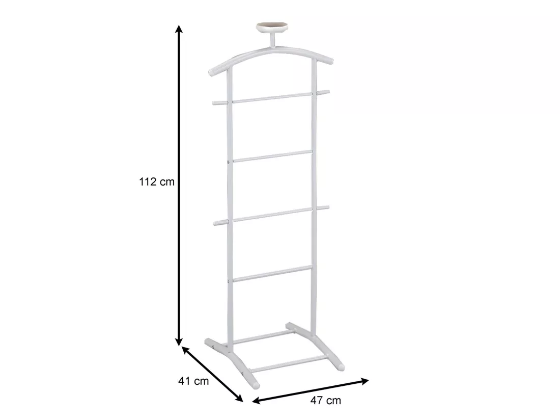 Valet de chambre ATRIX chevalet de nuit portant pour vêtements, struture en métal laqué blanc