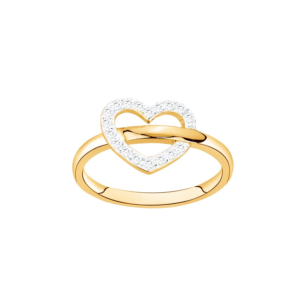 Bague en Plaqué Or avec oxyde de zirconium blanc