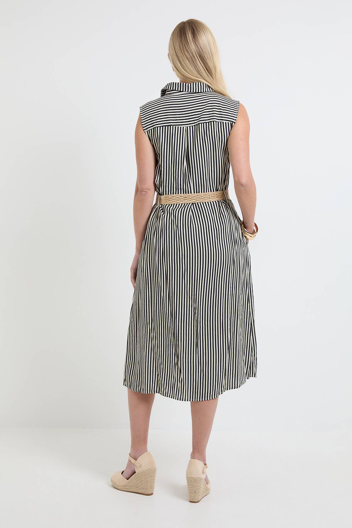 Wallis Robe Chemise Cintrée À Rayures D'été Petite