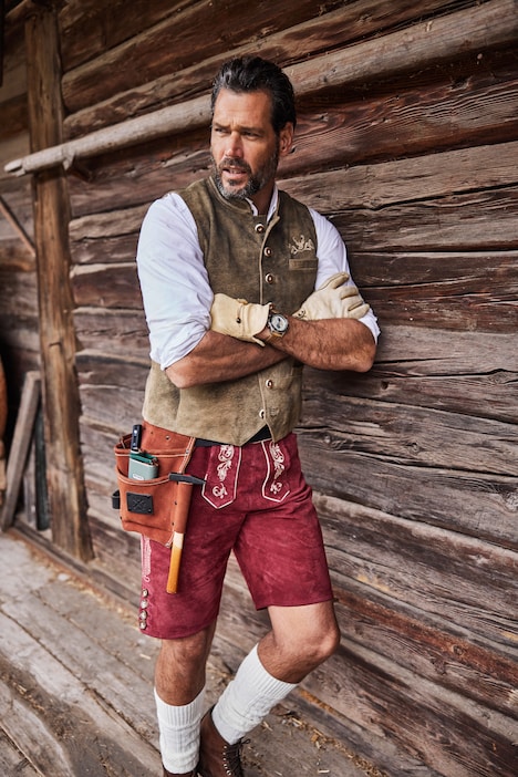 Weste, Ziegen Veloursleder, Tracht, Stehkragen