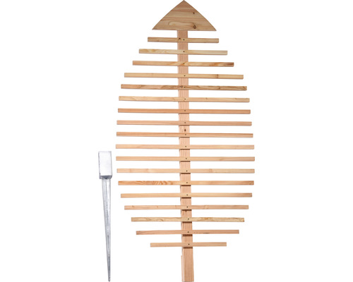 Houten trellis met bladvorm (Fagusblad), 84 x 6,5 x 160 cm, natuurlijke afwerking