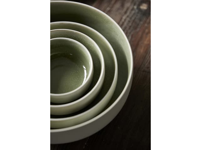 Studio Round Pastaskål Matte white/Shiny moss