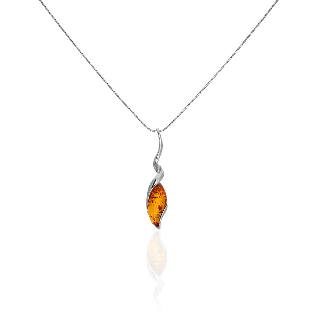 Collier Argent Blanc Milliana Ambre