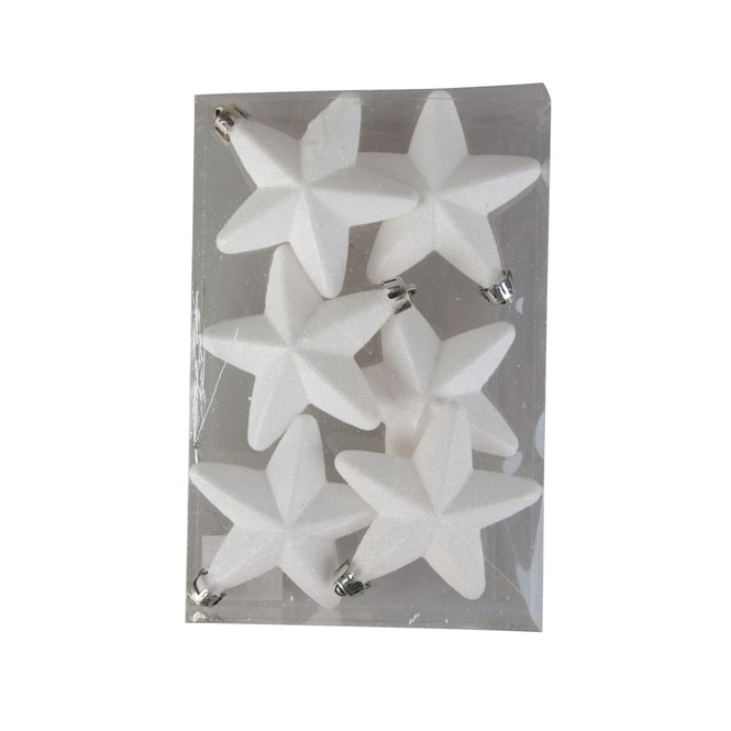 Dekohänger Sterne - weiß - ca. 7,5 cm - 6 Stück