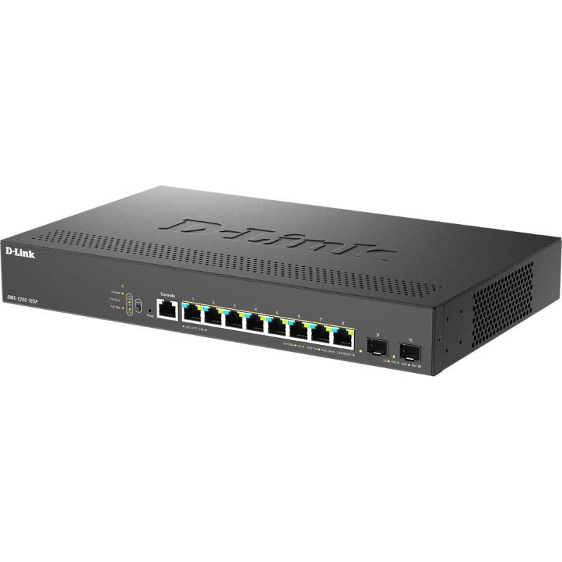 D-Link DMS-1250-10SP/E commutateur réseau Géré 2.5G Ethernet (100/1000/2500) Connexion Ethernet, supportant l'alimentation via ce port (PoE) Noir