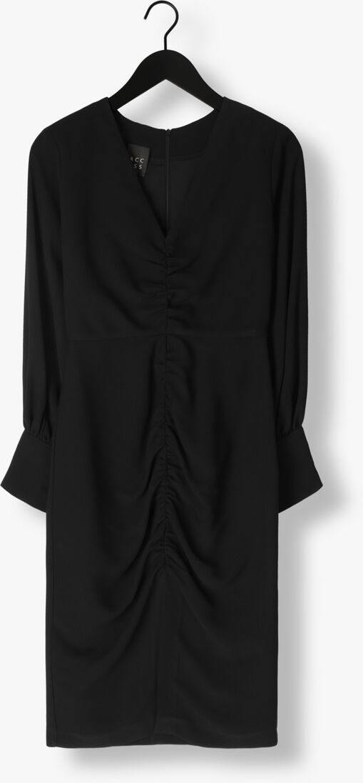 zwarte access mini jurk ruched dress with v neckline