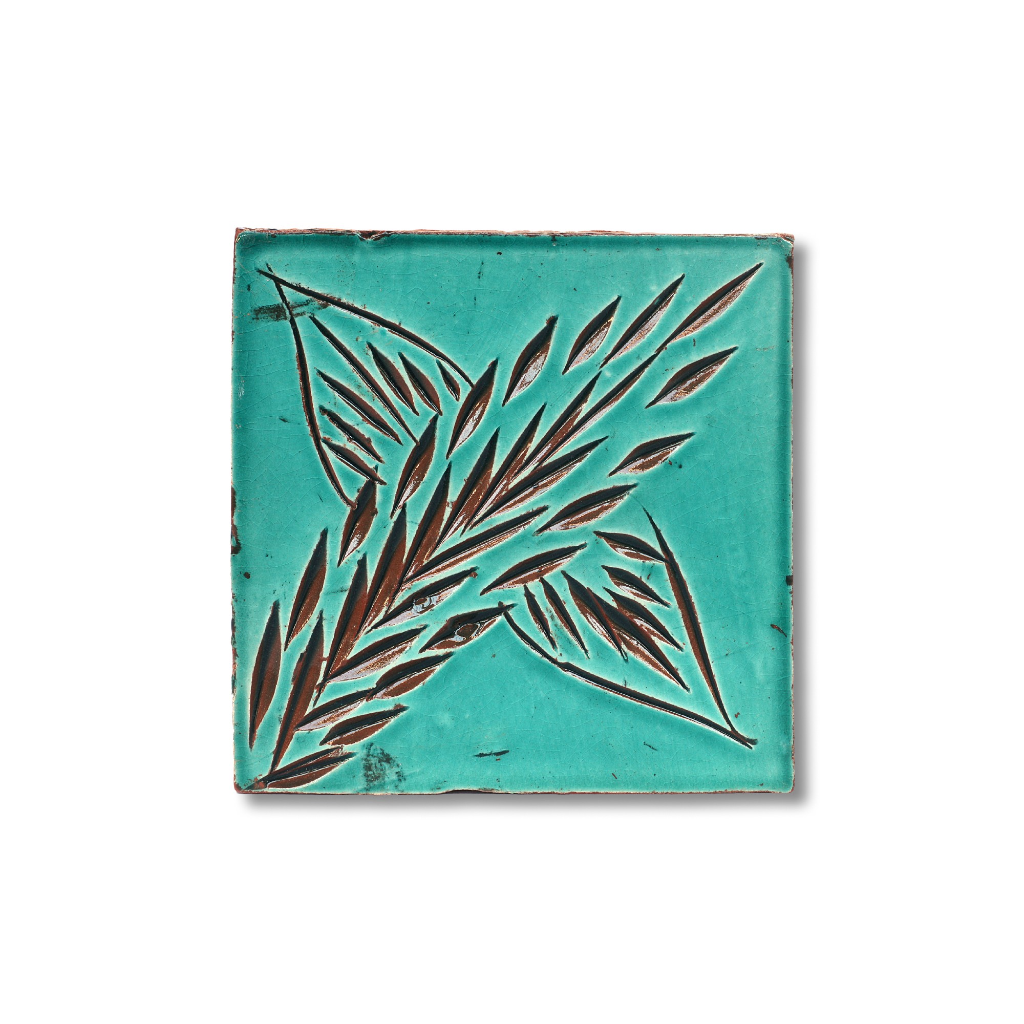 Kachel 'palme', türkis, T 10 cm, B 10 cm von fischer's lagerhaus