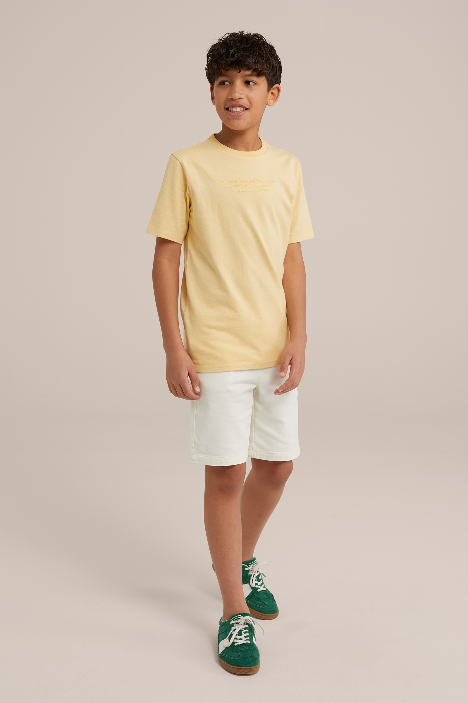 Jongens regular fit chinoshort met stretch WE Fashion Gebroken wit