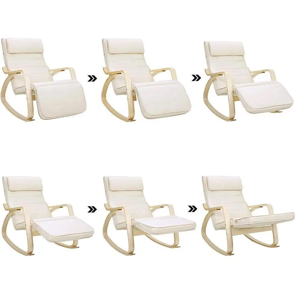 Schommelstoel - Relaxstoel - Verstelbaar 5 standen - Beige