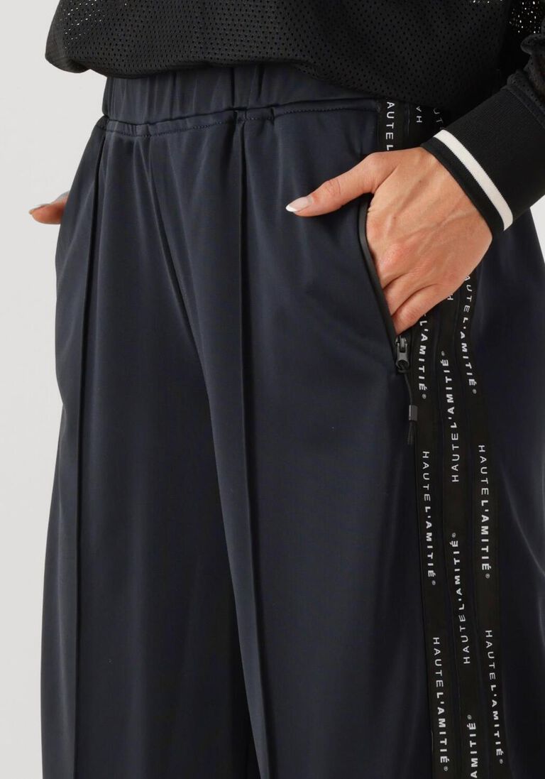 donkerblauwe haute l'amitié wijde broek logo tape track tall pant