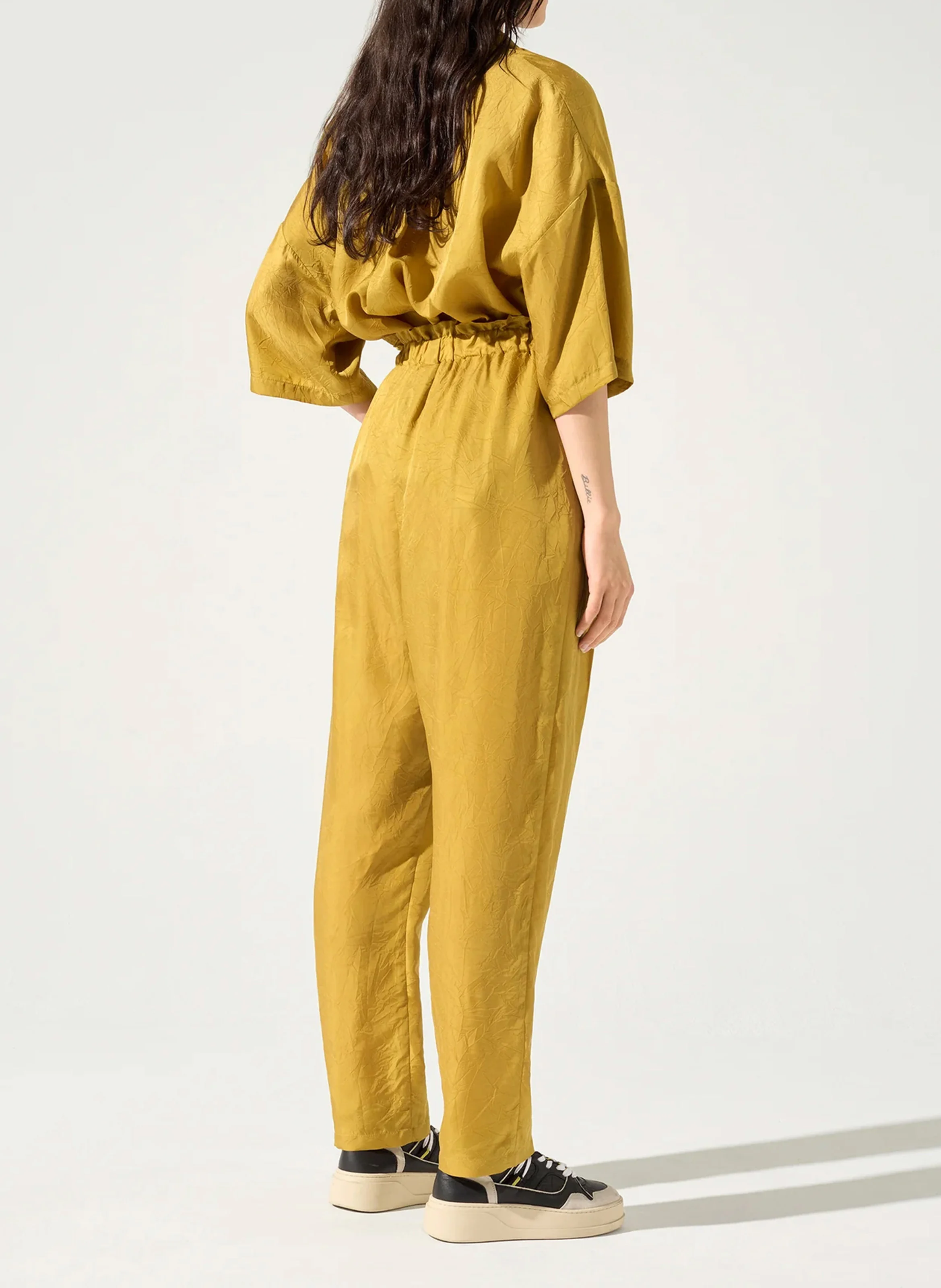 Pantalon sarouel taille haute | Marron