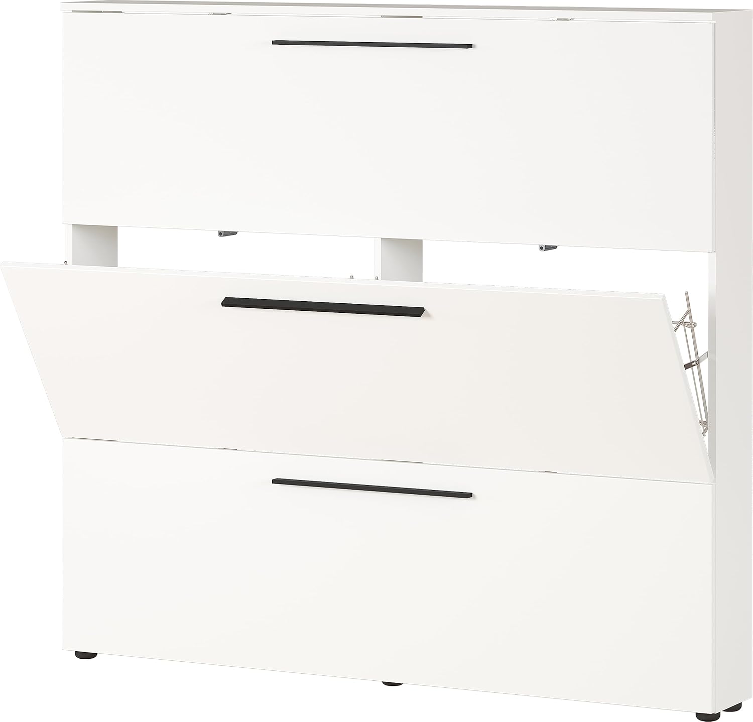 Germania Schuhschrank 2578-84 GW-Utah, in Weiß, mit Platz für 18 Paar Schuhe, geringe Tiefe, ideal für schmale Flure, 140 x 129 x 19 cm (BxHxT)