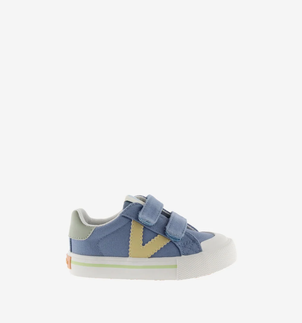 TRIBU TOILE CUIR Baskets sport en toile couleur pour enfant JEANS