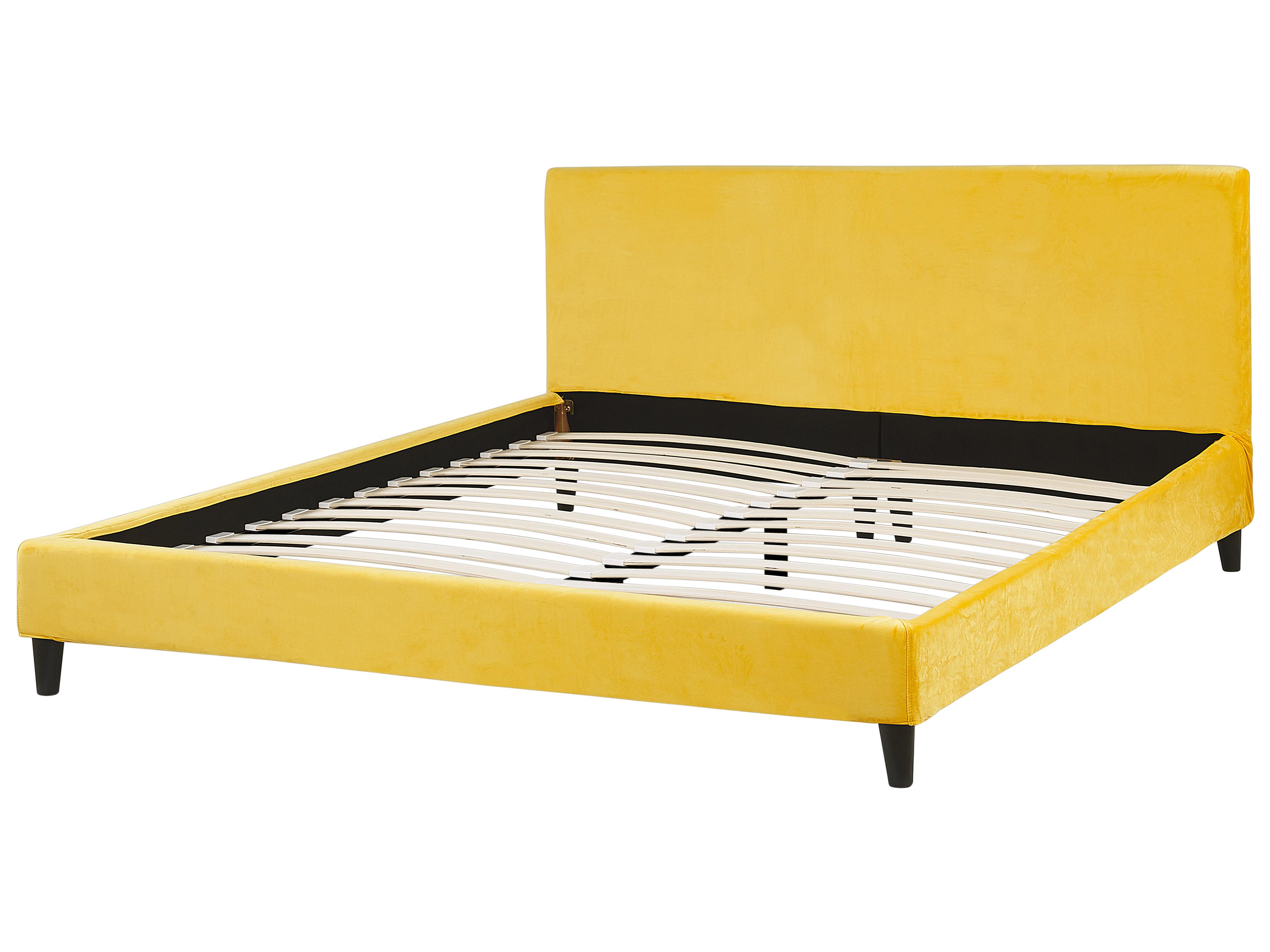 Bed Fluweel FITOU 180 x 200 cm Geel