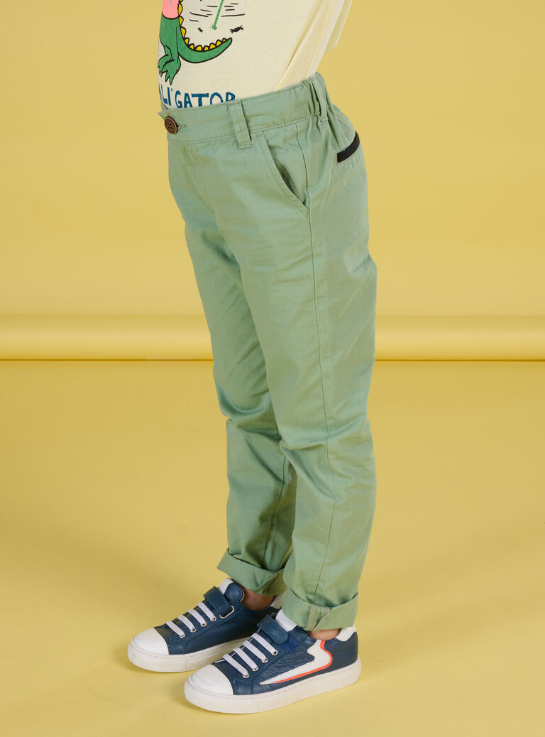 Pantalon vert olive à finition peau de pêche
