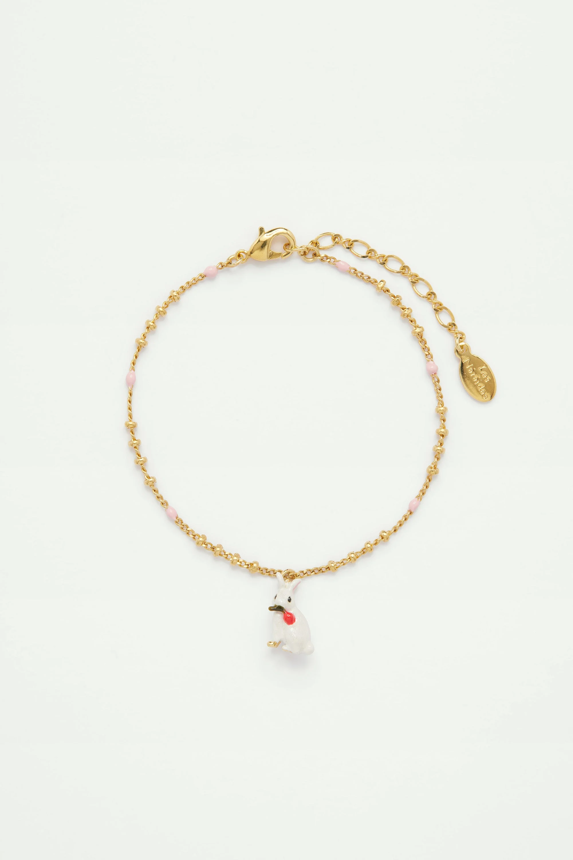 Bracelet pendentif lapin blanc | Rose