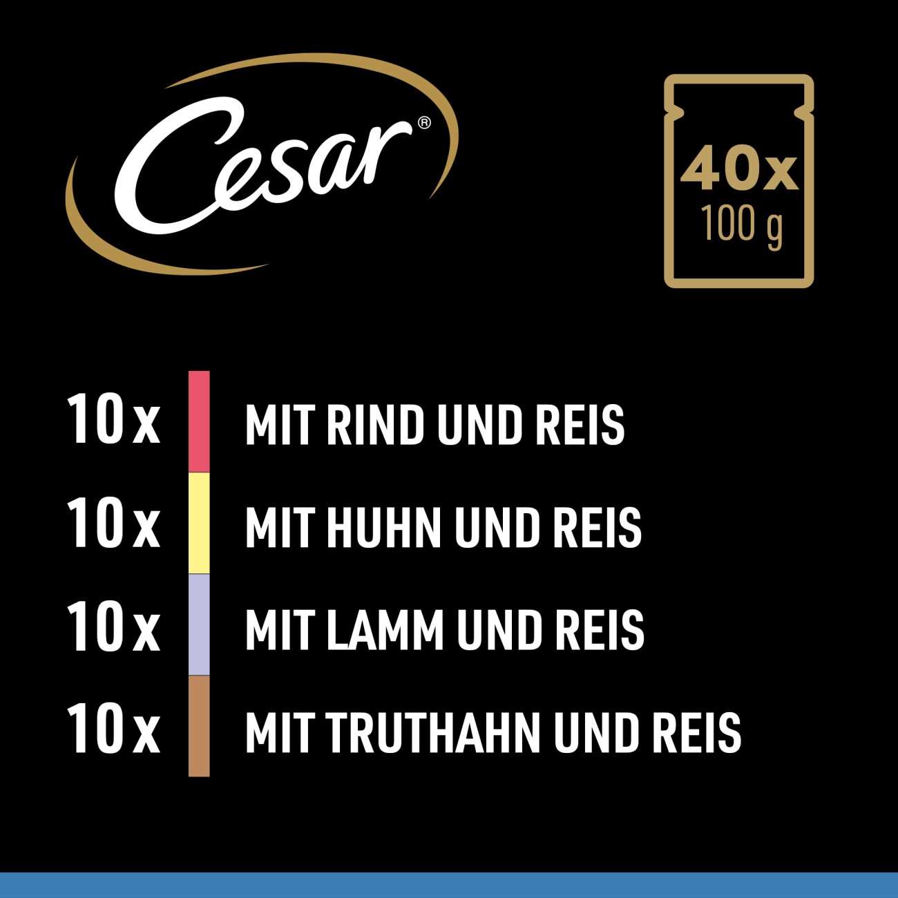 Cesar Mega Pack Portionsbeutel Senior 10+ in Gelee 4 Varietäten 40x100g