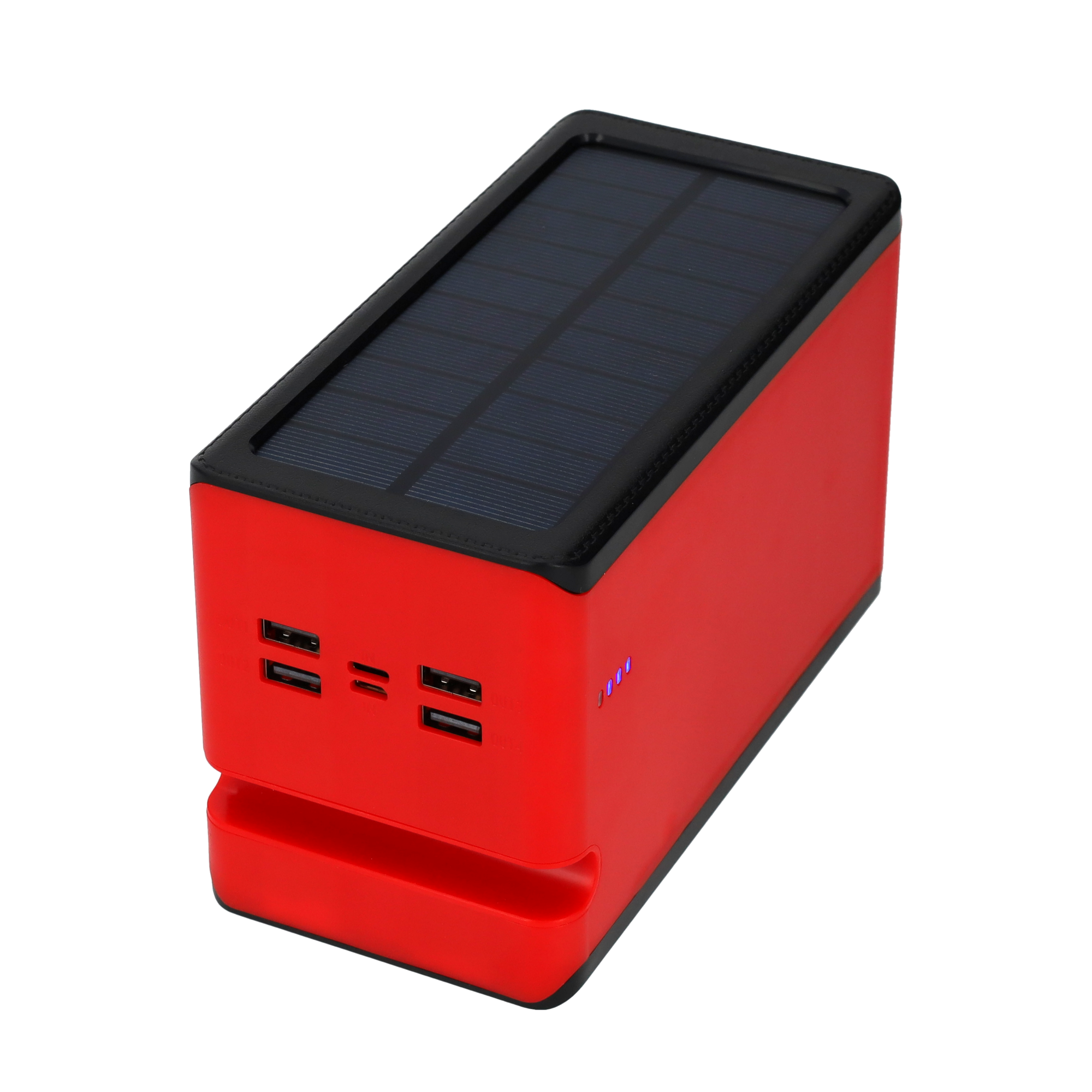 100000mAh 4x USB A Powerbank Outdoor Solar Taschen Lampe mit 32 LED's - Rot / Schwarz