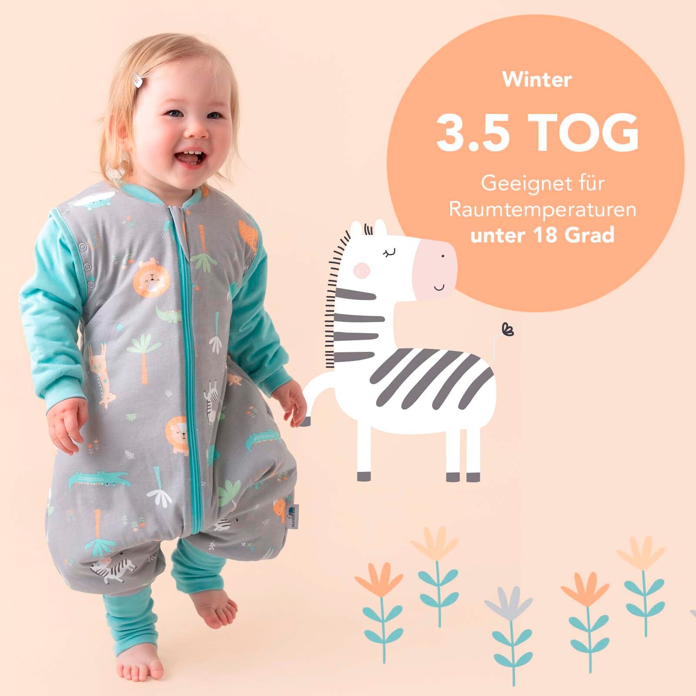 schlummersack Schlafsack mit Füßen 3.5 Tog Safari