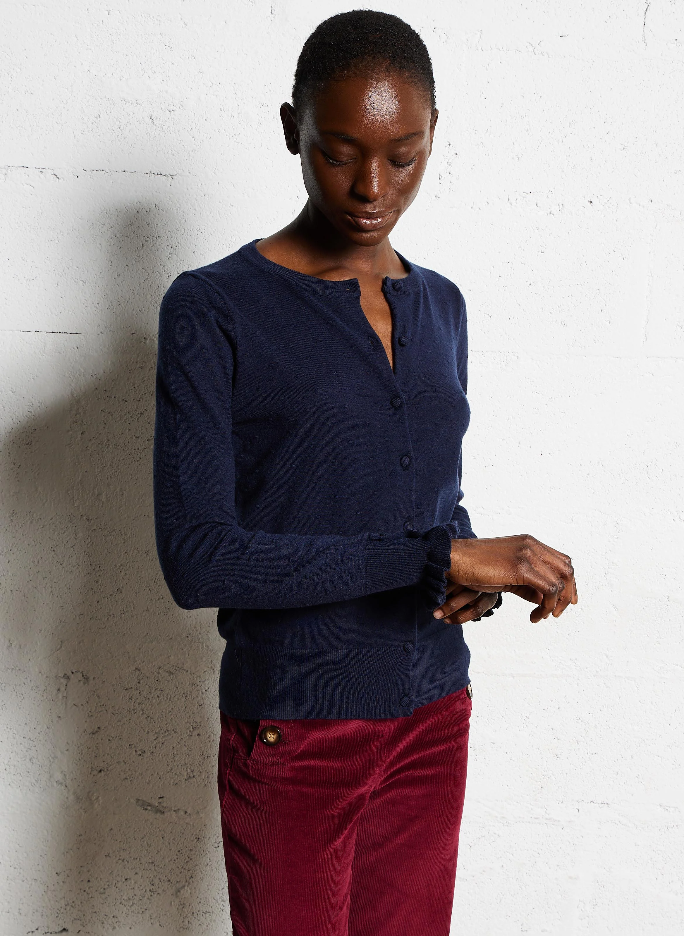 FORINA - Gilet à pois en relief | Bleu