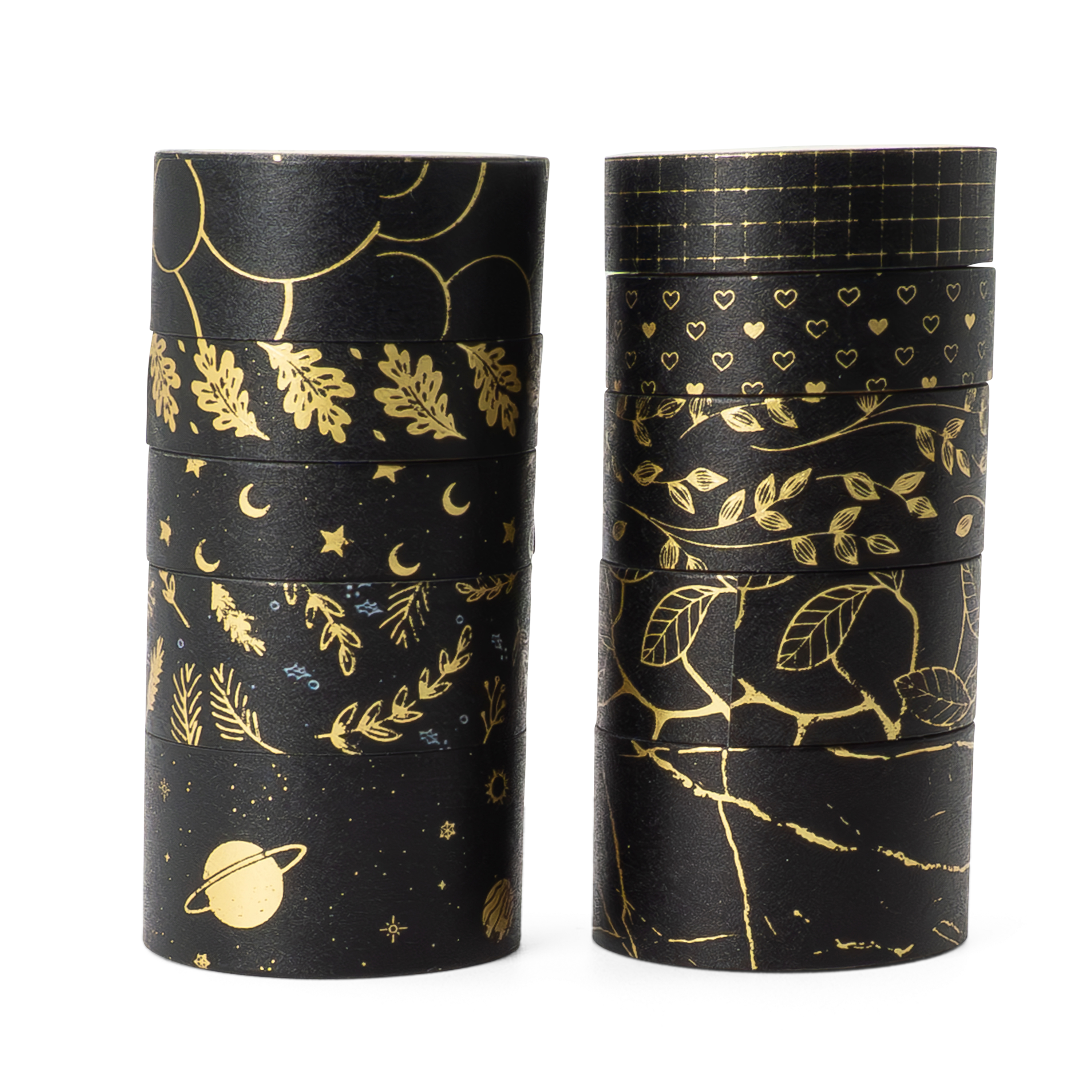 (10er Set) Washi Tape Deko Klebeband Bastel Masking Tape - Schwarz