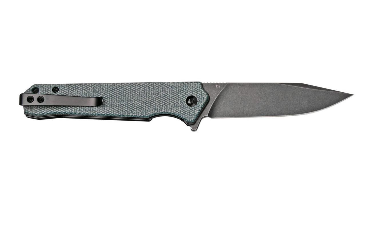 QSP Knife Mamba V2 QS111-H2 Blackwashed, Blue Micarta zakmes