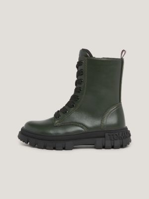Bota de motociclista com cadarço e sola robusta