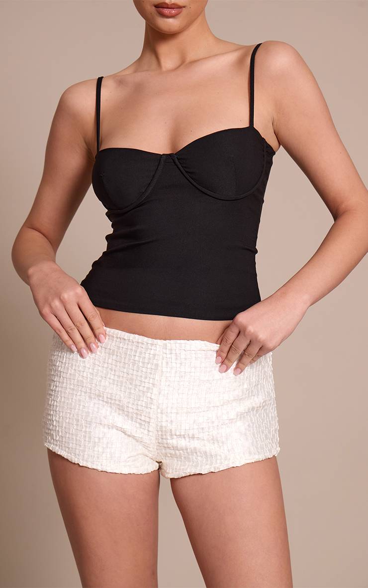 Blanc Short Satiné Texturé