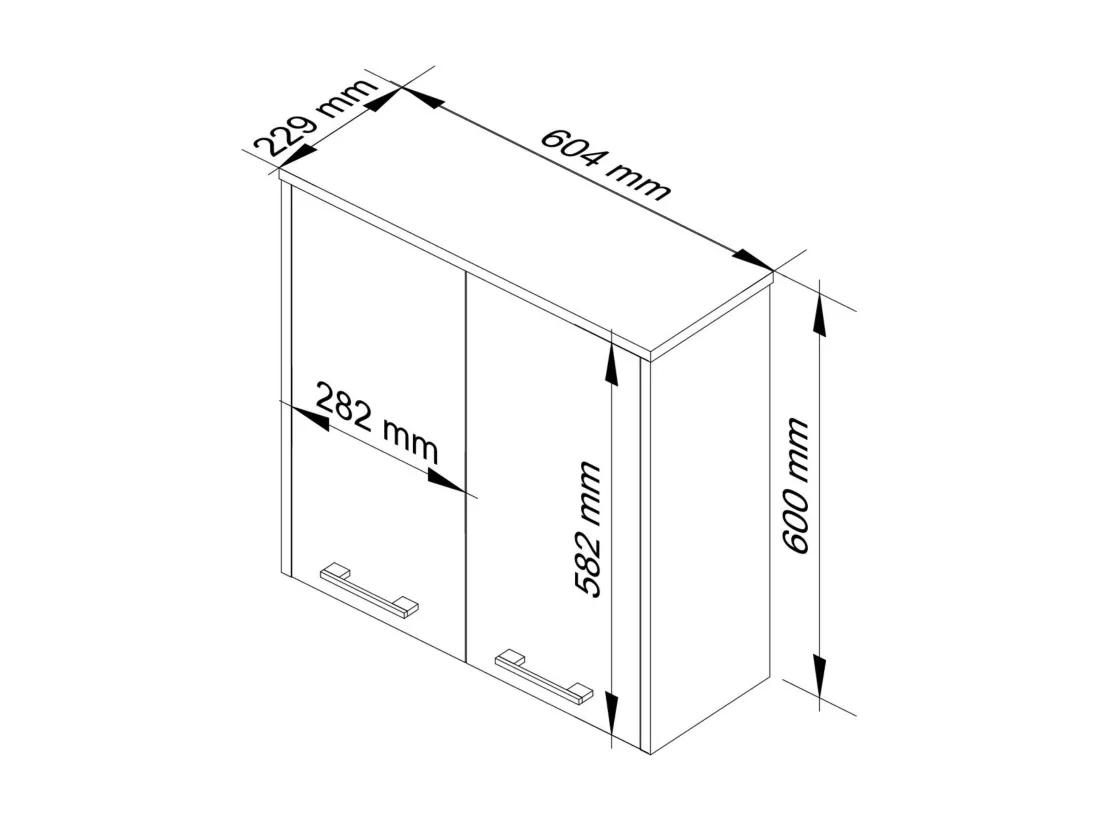 Armoire salle de bains AKORD FIN accr. au mur Blanche 60 cm 2 portes façade Blanche 2 étagères 60x22,5x60 cm