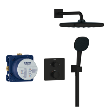 Grohe Precision Thermostat Perfect inbouw douchesysteem metVitalio Comfort 250 hoofddouche vierkant Mat Zwart