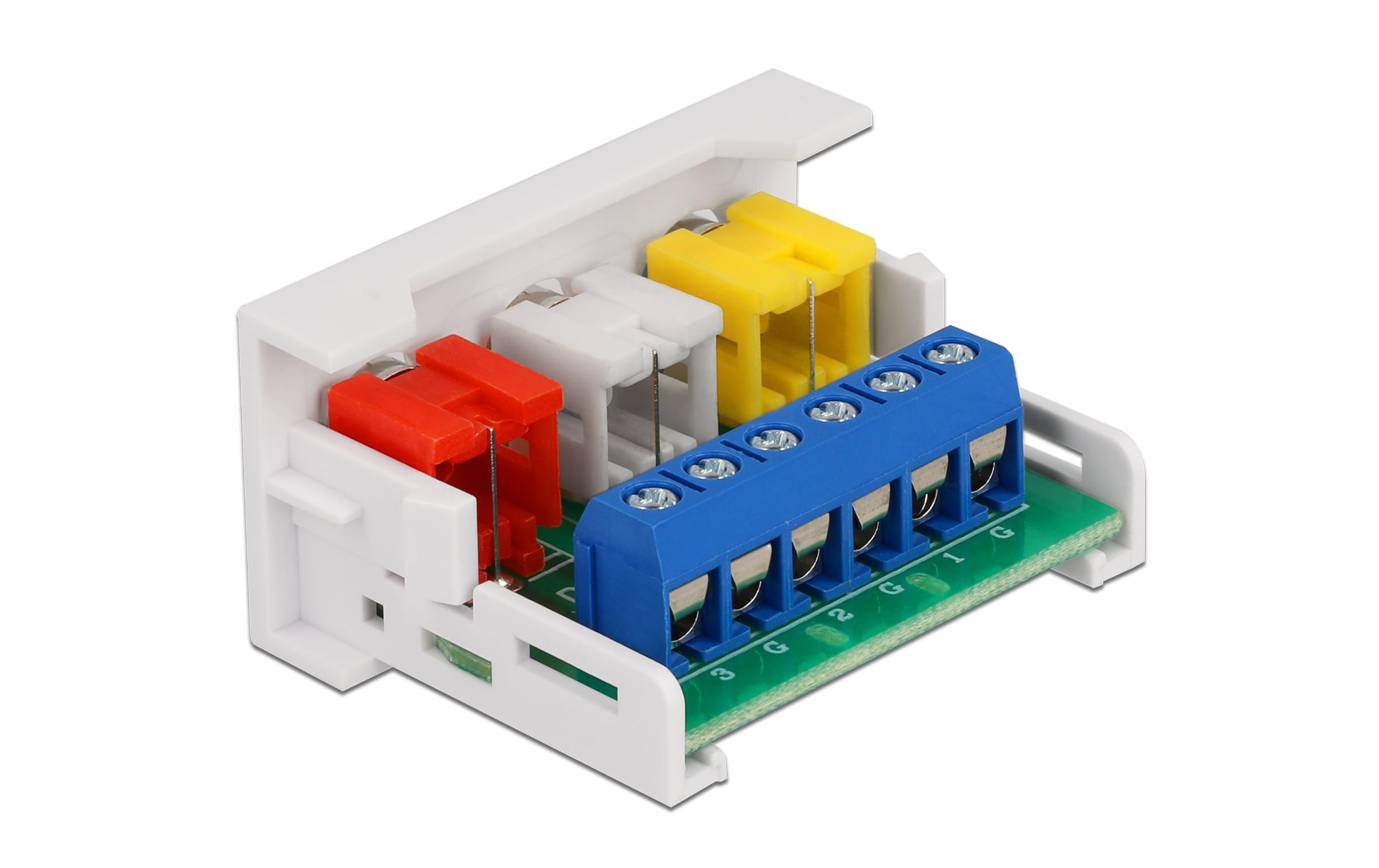 Easy 45 Modul 22.5 x 45 mm Spezial - CinchDelock Easy 45 Modul 3 x Cinch Buchse 22.5 x 45 mm