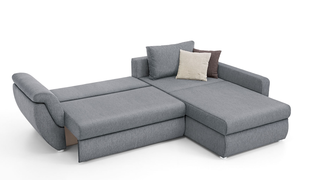 Ecksofa Stoffbezug Grau ca. 272 x 201 cm