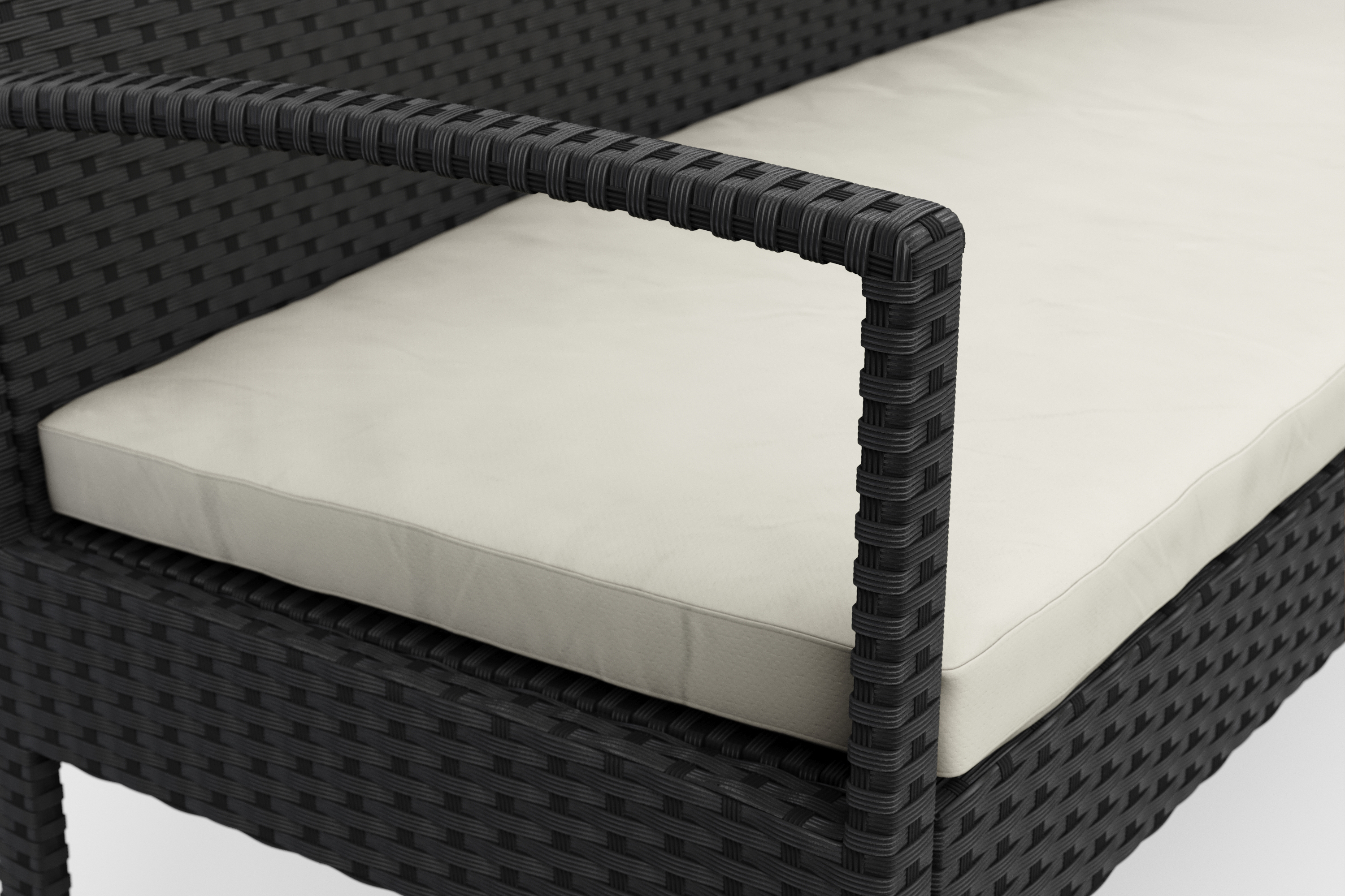 Gartenbank Rattan 108 cm schwarz